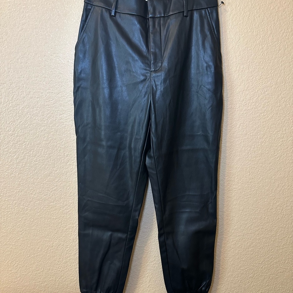 Bar III Black Leather Look Pants